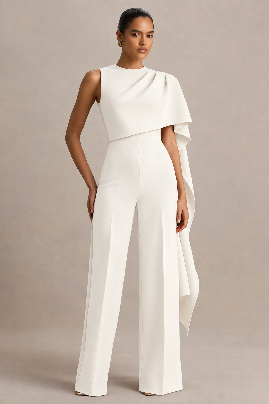Reva Cape Drape Jumpsuit - White