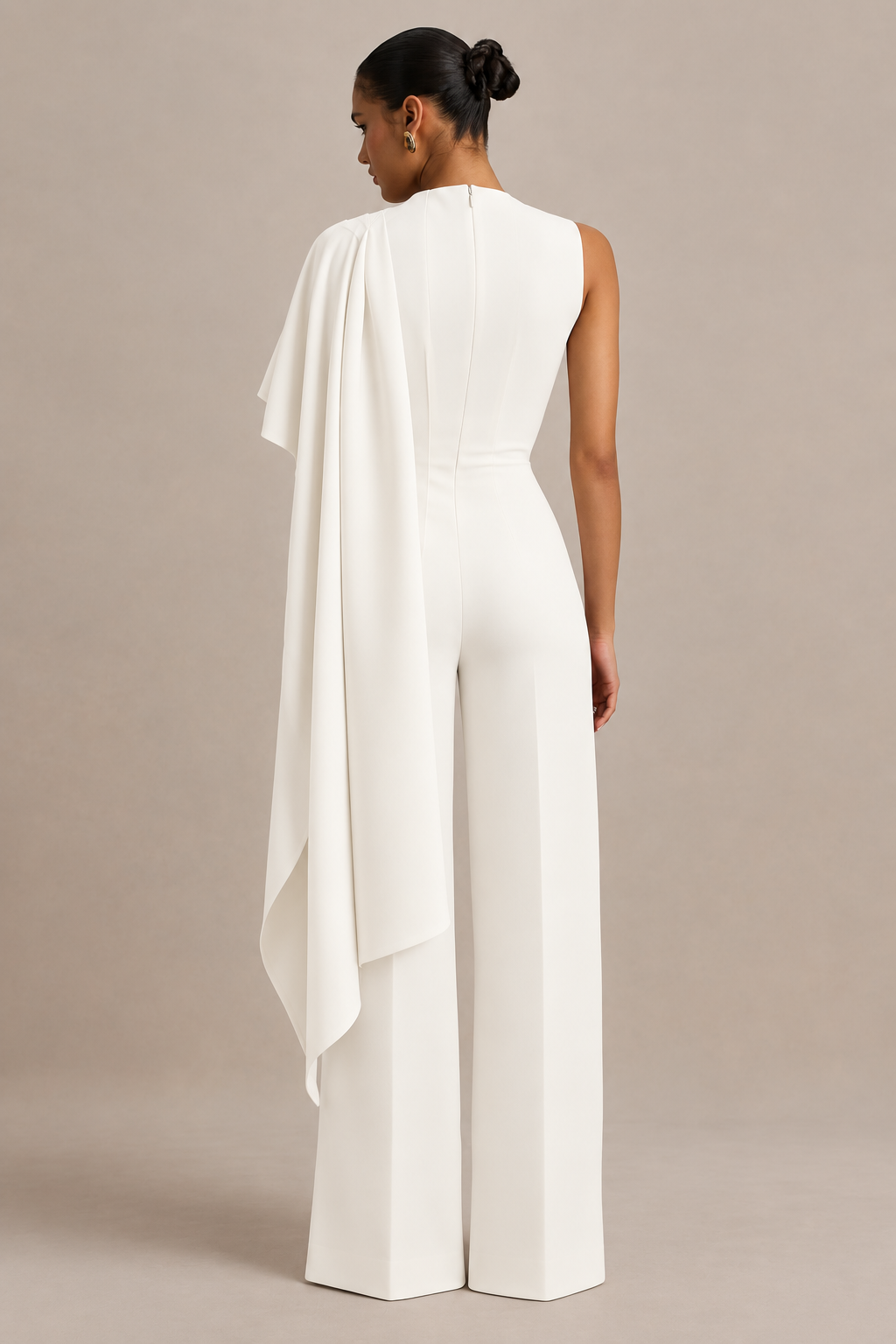 Reva Cape Drape Jumpsuit - White