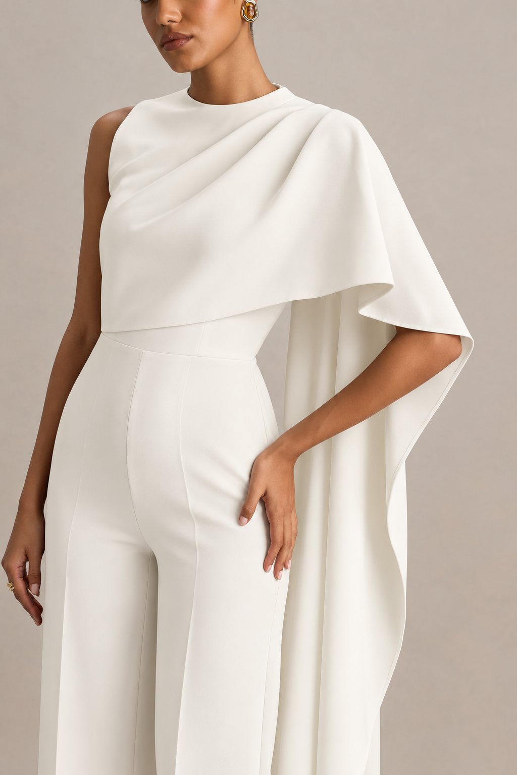 Reva Cape Drape Jumpsuit - White